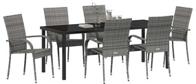 Conjunto de Jantar para Jardim 7 pcs Cinzento Standard