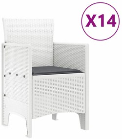 Conjunto de Jantar para Jardim 15 pcs Branco Grande Vime