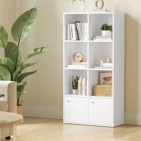Estante com 4 prateleiras e 2 compartimentos 29 x 65,8 x 130 cm com portas em branco