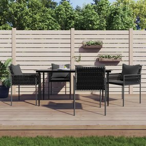 vidaXL 5 pcs conjunto de jantar p/ jardim c/ almofadões vime PE e aço