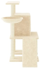 Árvore para gatos c/ postes arranhadores sisal 96,5 cm creme