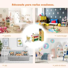 Supermercado de brincar com carrinho de compras e caixa registadora com leitor de código de barras 90 x 62 x 111 cm Multicolor