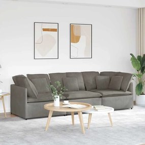 vidaXL Sofá modular com almofadas tecido corduroy cinzento-claro