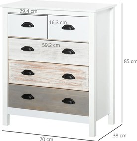 Cómoda com 5 Gavetas Cómoda para Dormitório Moderna com Desenho Anti-T