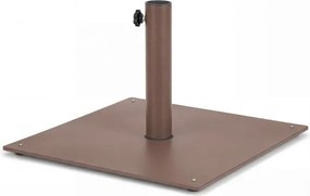 Base quadrada 50 x 50 x 32 cm para guarda-sol de 16 kg com 4 almofadas de apoio ajustáveis para postes de 4 e 5 cm, castanha