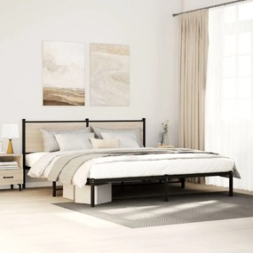 Estrutura de cama sem colchão 180x200cm metal carvalho sonoma