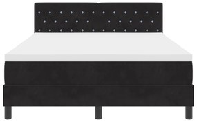 Cama Box Spring vidaXL com Colchão Preto 140x200 cm Veludo