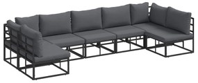 vidaXL Conjunto de Sofá de Jardim com almofada 7 pcs Preto Alumínio