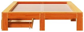 Cama sem colchão 120x190 cm madeira pinho maciça castanho-mel