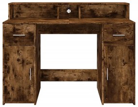 Secretária luzes LED 120x55x91cm deriv. madeira carvalho fumado