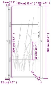 Portão de jardim 105x205 cm aço corten design erva
