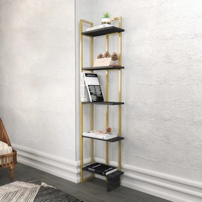 Estante Alice – Preto e Dourado – 45,2 cm x 21,6 cm x 180 cm