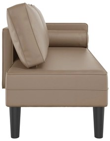 Chaise longue com almofadões couro artificial cor cappuccino