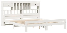 Cama com estante sem colchão 200x200 cm pinho maciço branco