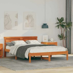 vidaXL Estrutura da Cama com cabeceira Marrom Cera 135 x 190 cm