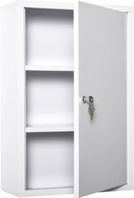 Armário Farmácia de Parede com 3 Prateleiras de Armazenamento e Fechadura com 2 Chaves 40x18x60cm Branco