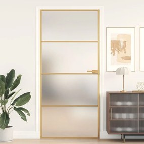 Porta interior 93x201,5 cm vidro temperado e alumÃnio dourado
