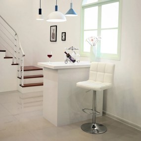 Conjunto de 2 bancos de bar 44,5 x (95-115) x 38 cm em imitação de couro branco