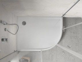 Mexen Flow+ base de duche semicircular assimétrica esquerda 90 x 80 cm, branco brilhante - 46Q108090LH