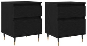 Criados-Mudos 2pcs Carvalho Preto 40x35x50 cm Madeira Engenheirada