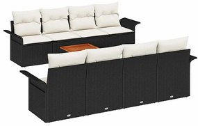 Conjunto de sofá de jardim de 9 peças da com almofadas em rattan preto