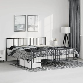 Estrutura de cama com cabeceira e pés 183x213 cm metal preto