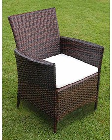 7 pcs conjunto jantar exterior com almofadões vime PE castanho