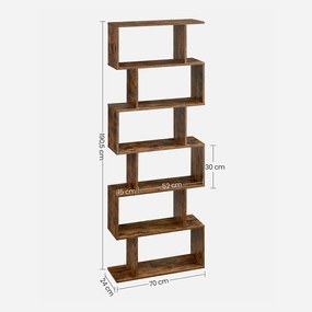 Estante sala com 6 prateleiras 70 x 24 x 190,5 cm Castanho Vintage