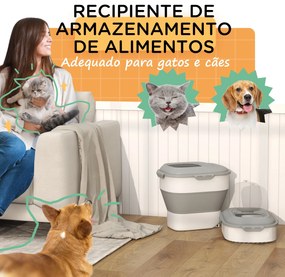 PawHut Recipiente de alimentação dobrável de 25l, recipiente de comida