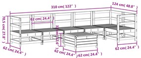 7 pcs conjunto sofás jardim madeira de pinho impregnada