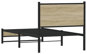 Estrutura de cama sem colchão 90x190 cm metal carvalho sonoma