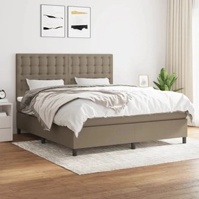 vidaXL Cama com molas/colchão 180x200 cm tecido castanho-acinzentado