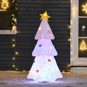 HOMCOM Árvore de Natal Inflável 122cm de Altura com Luzes LED e Inflador Decoração de Natal para Interiores Exteriores 60x51x122cm Branco