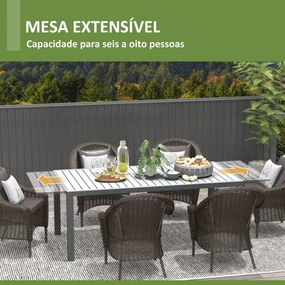 Outsunny Mesa de Jardim Extensível Mesa de Jantar Exterior Mesa de Ter