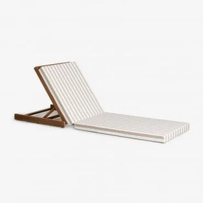 Pacote De 2 Espreguiçadeiras Reclináveis Idaira Em Madeira De Acácia Gardénia Branco - Beige De Amêndoa & Castanho-acácia Escuro - Sklum