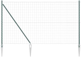 Cerca Euro com 7 postes pontudos, 1,6 x 10 m, em aço galvanizado verde