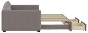 Sofá-cama c/ gavetão/gavetas 90x200 cm tecido cinza-acastanhado