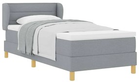 Cama Box Spring com Colchão Cinza Claro 90x200 cm Tecido