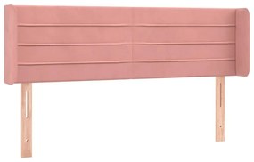 Cabeceira de cama c/ luzes LED veludo 147x16x78/88 cm rosa