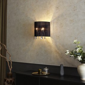 Candeeiro de parede clássico cromado com cúpula preta - Ann-Kathrin 2