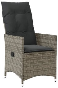 5 pcs conjunto de jantar p/ jardim c/ almofadões vime PE cinza
