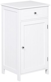 kleankin Armário Casa de Banho com 1 Gaveta 1 Porta e Prateleira Interior Ajustável Móvel Auxiliar 43x34x77cm Branco | Aosom Portugal