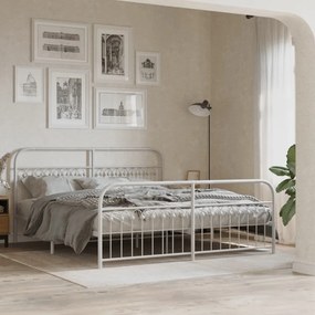 vidaXL Estrutura de cama com cabeceira e pés 183x213 cm metal branco