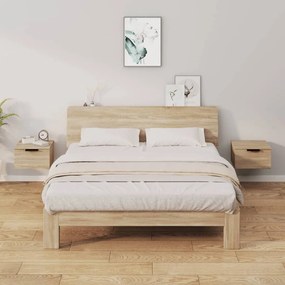 vidaXL Mesas de cabeceira parede 2 pcs 34x30x20 cm cor carvalho sonoma