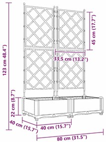 Jardineira com Treliça 2 pcs Branca 80x40x125,5 cm