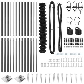 Cerca de Cadeia Conjunto de 2 Cinza Metal 25 x 1,5 m Resistente