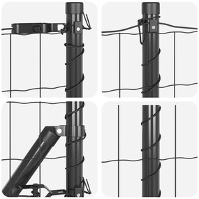 Cerca Europeia com 13 postas 0.6x25 m aço galvanizado cinza