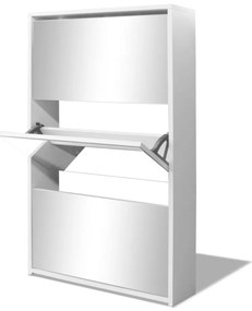 Sapateira 3 divisórias com espelho 63x17x102,5 cm branco