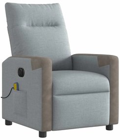 Poltrona de massagens reclinável elétrica tecido cinzento-claro