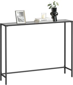 Console de entrada VASAGLE, mesa de console, tampo de vidro temperado, estrutura resistente e estável, pés ajustáveis, para sala de estar, corredor, preto e cinza ardósia LGT132B01